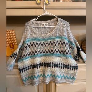 Victoria’s Secret chunky Dolman sleeve Gray and Blue Patterned Women's Sweater s